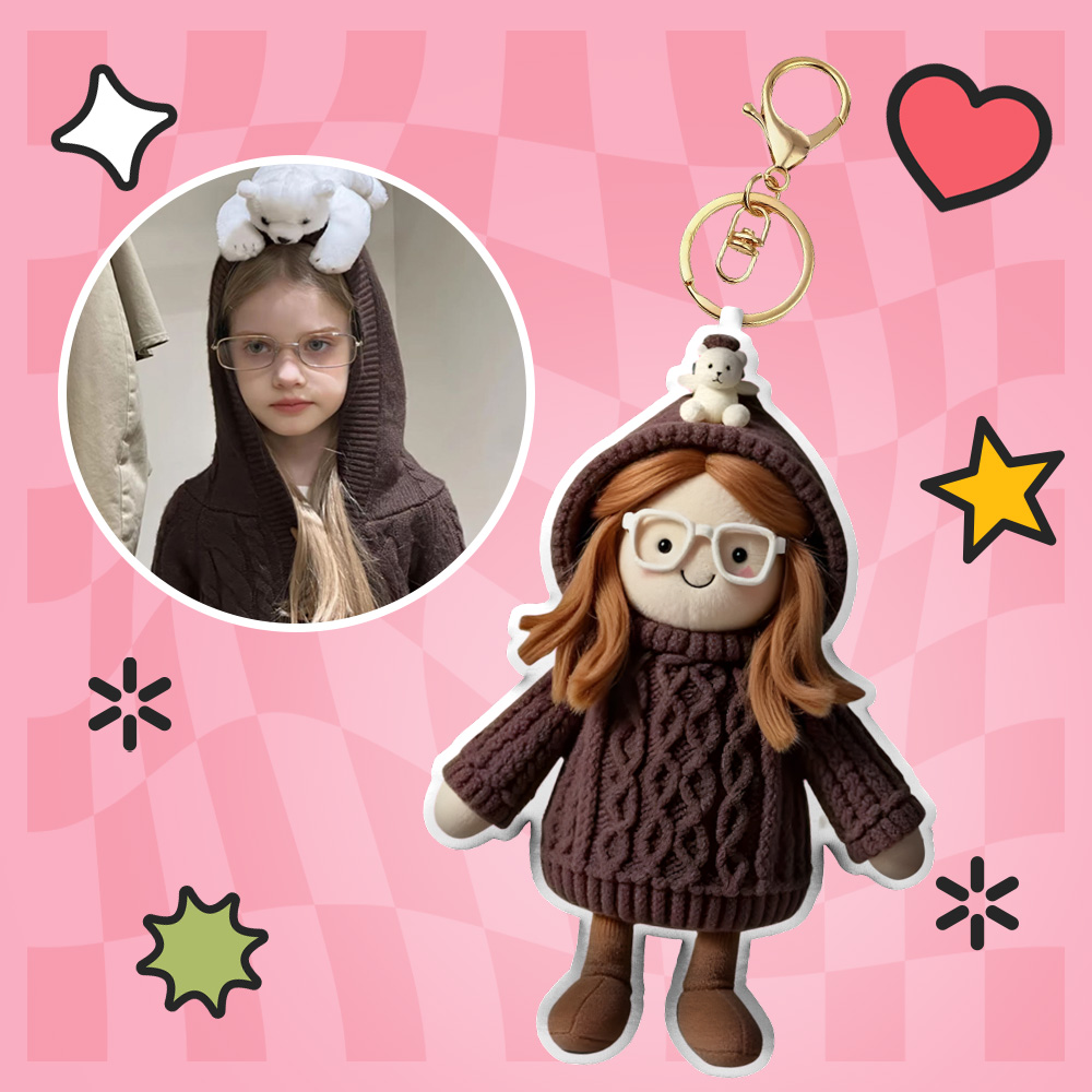 Personalized Photo Plush Doll Keychain Mini Me Plush Keychain Gifts for Kids - soufeeluk