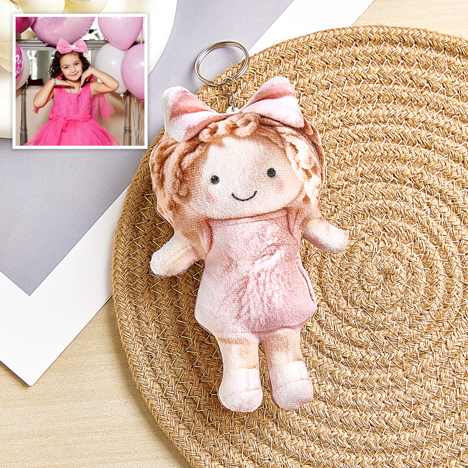 Personalised Photo Plush Doll Keychain Mini Me Plush Keychain Gift for Daughter