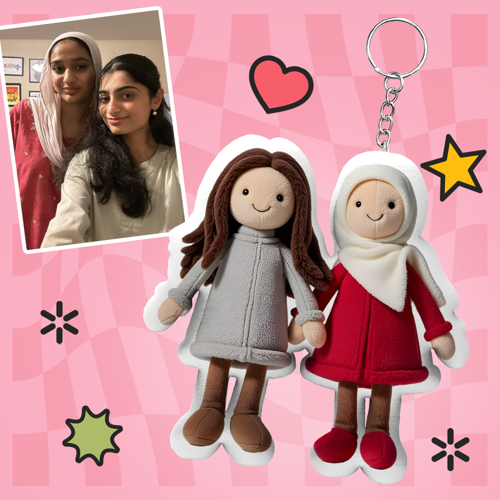 Personalized Photo Plush Doll Keychain Mini Me Plush Keychain Gifts for BFF - soufeeluk