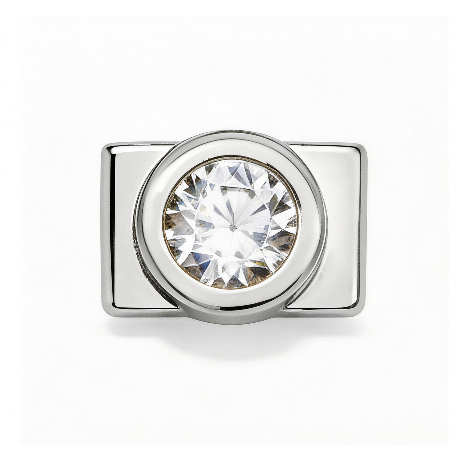 Large Round Diamond Charm - Silver - soufeeluk