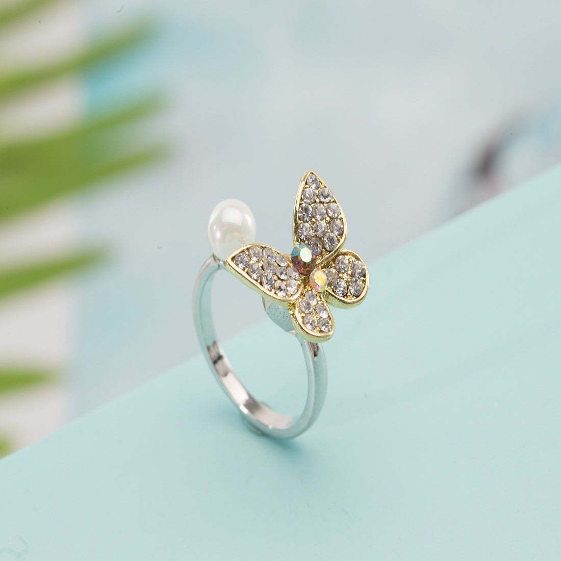 Anxiety Ring Rotating Butterfly Opening Ring Adjustable Anniversary Birthday Gifts For Women Girls - soufeeluk