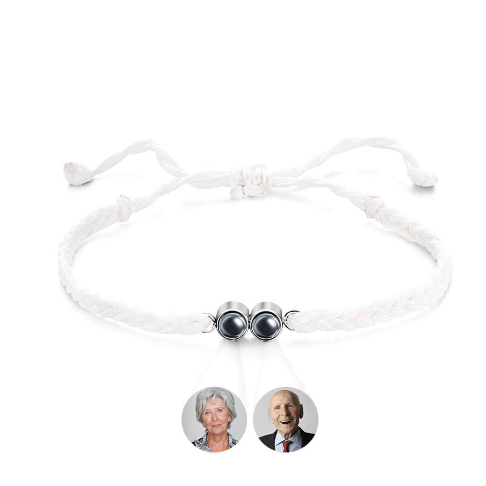 Personalized 2 Photos Projected Bracelet Multicolor Braided Rope Customized Bracelet Simple Memorial Gifts for Parents - soufeeluk