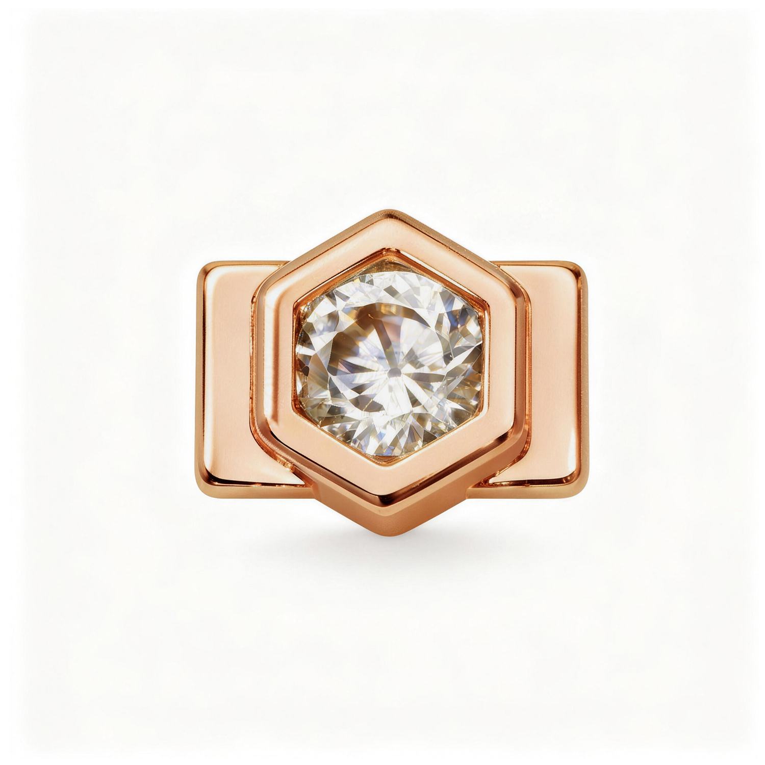 Large Pentagon Diamond Charm - Rose Gold - soufeeluk