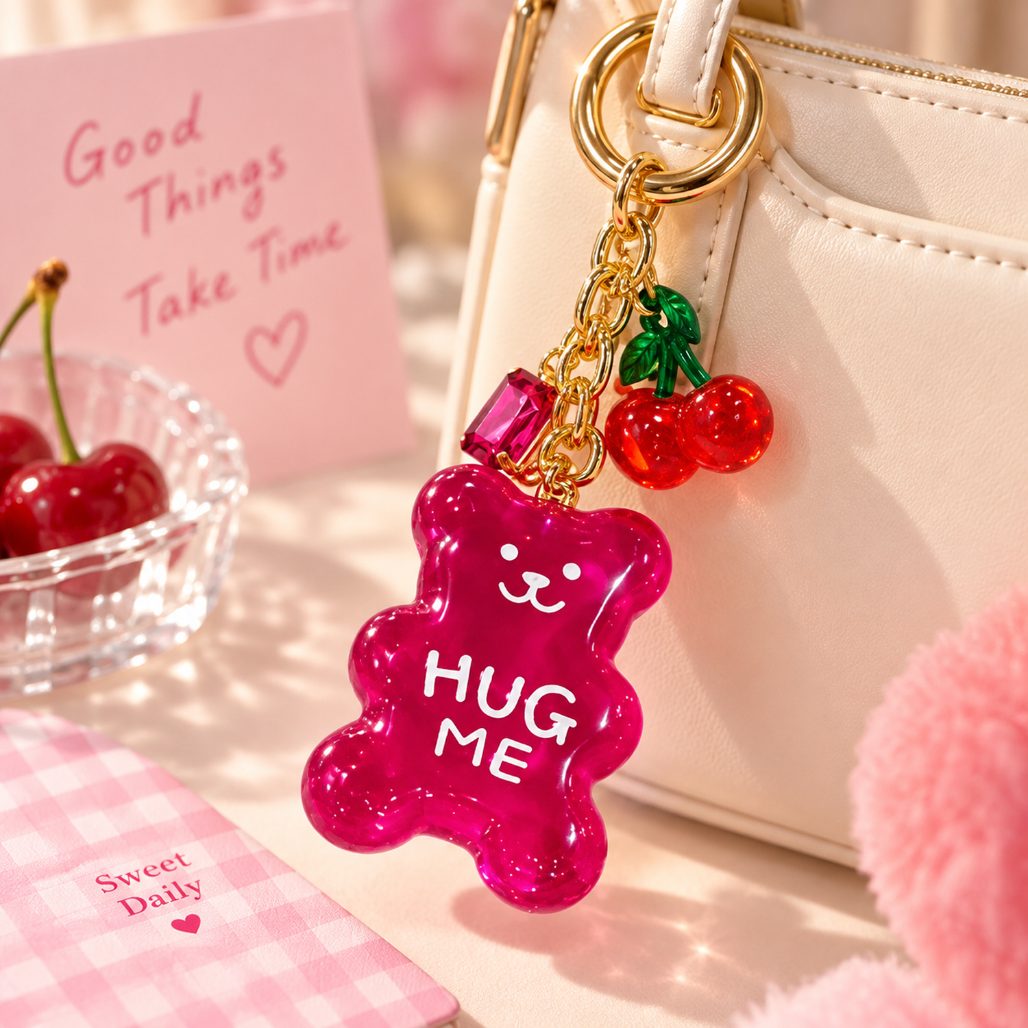 Translucent Acrylic Bear Bag Charm Acrylic Bag Pendant Accessory Gift for Her - soufeeluk