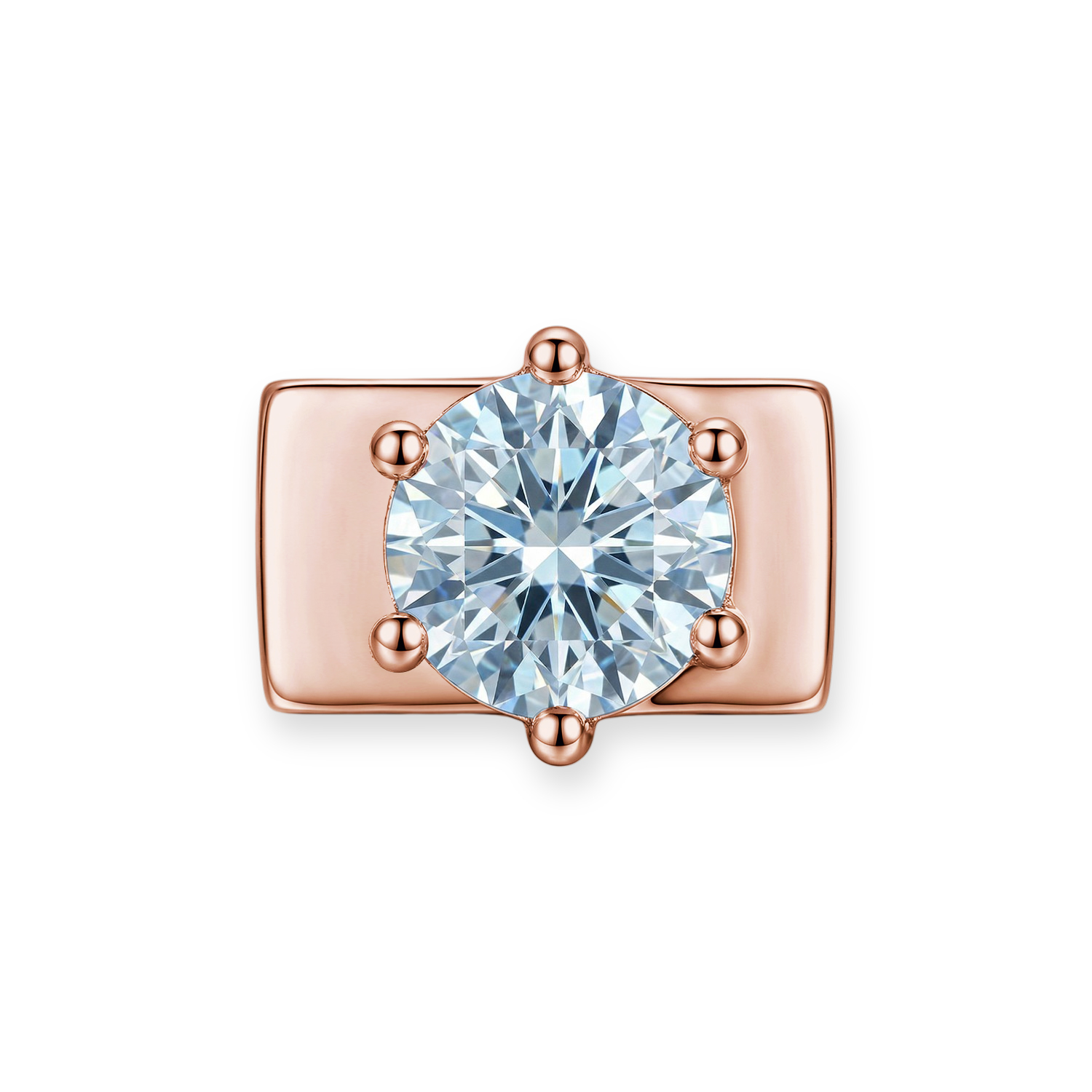 Pale Blue Round Diamond Charm - Rose Gold - soufeeluk