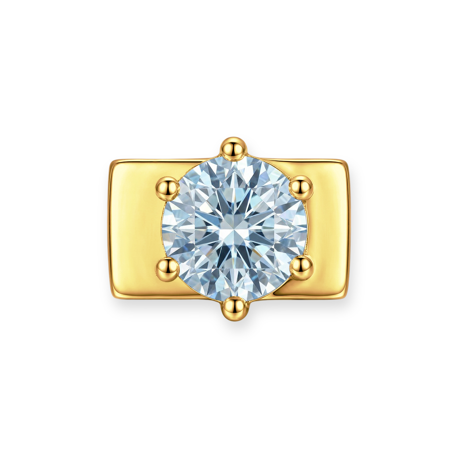 Pale Blue Round Diamond Charm - Gold - soufeeluk