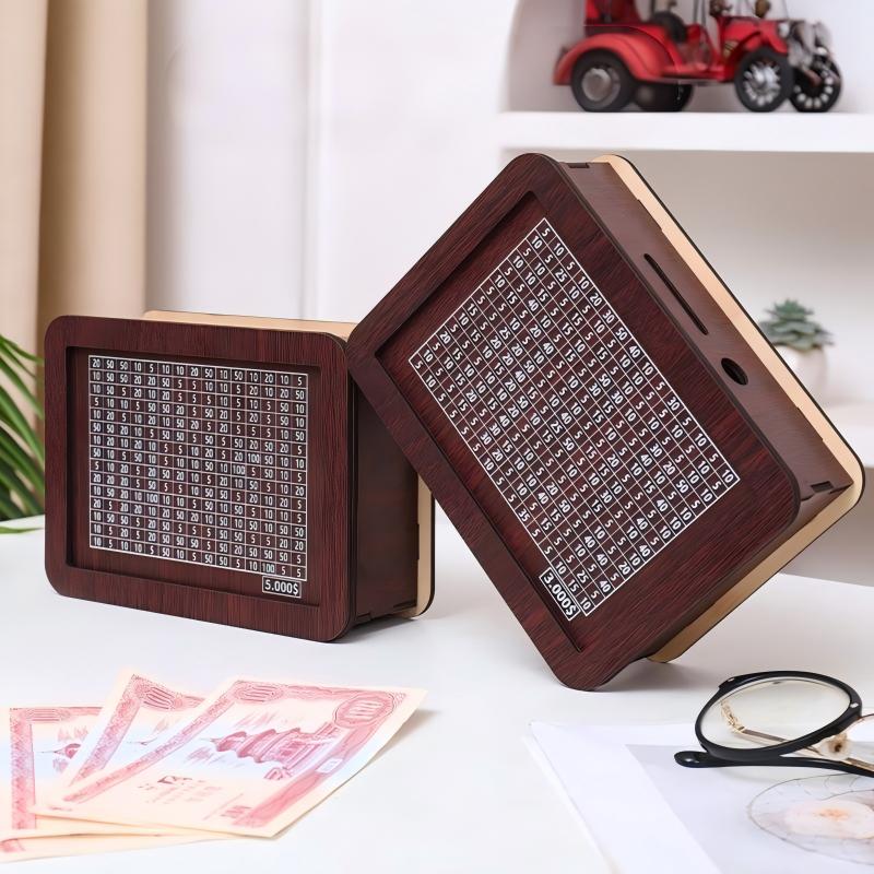 Cash Vault Wooden Savings Box Premium Piggy Bank for Savings Challenge Gifts For Children - soufeeluk