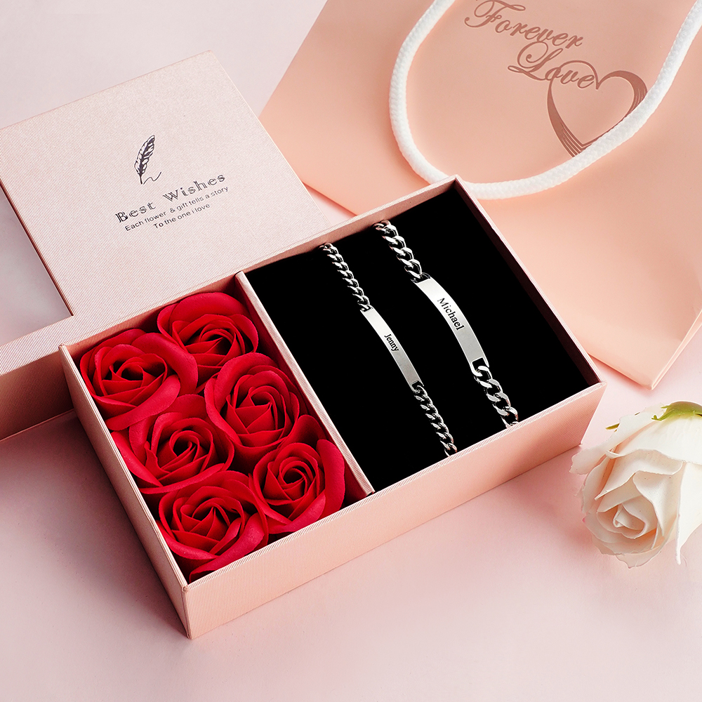 Custom Engraved Bracelet Set Personalised Fashion Bracelet For Couples