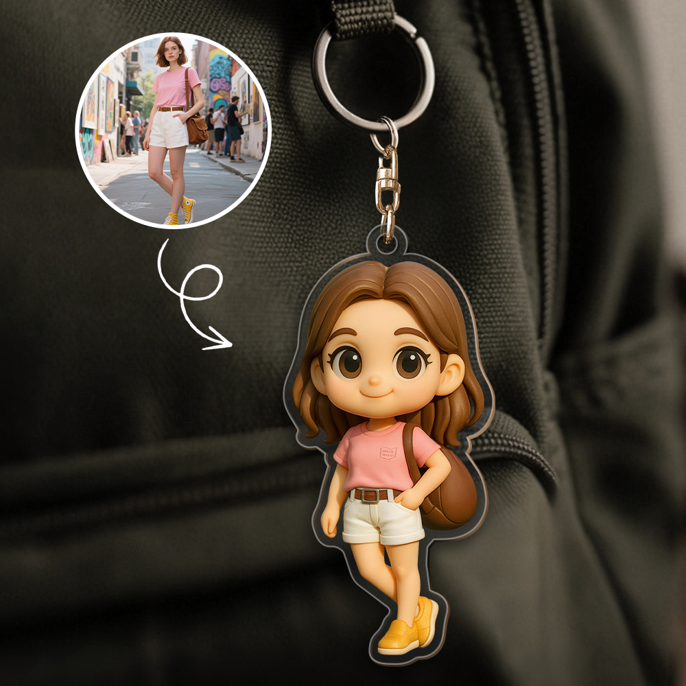 Custom Couple Keychain Personalized Acrylic Cartoon Keychain Photo Bag Charm Unique Keepsake Gift For Lover Anniversary Birthday Valentine's Day Gift - soufeeluk
