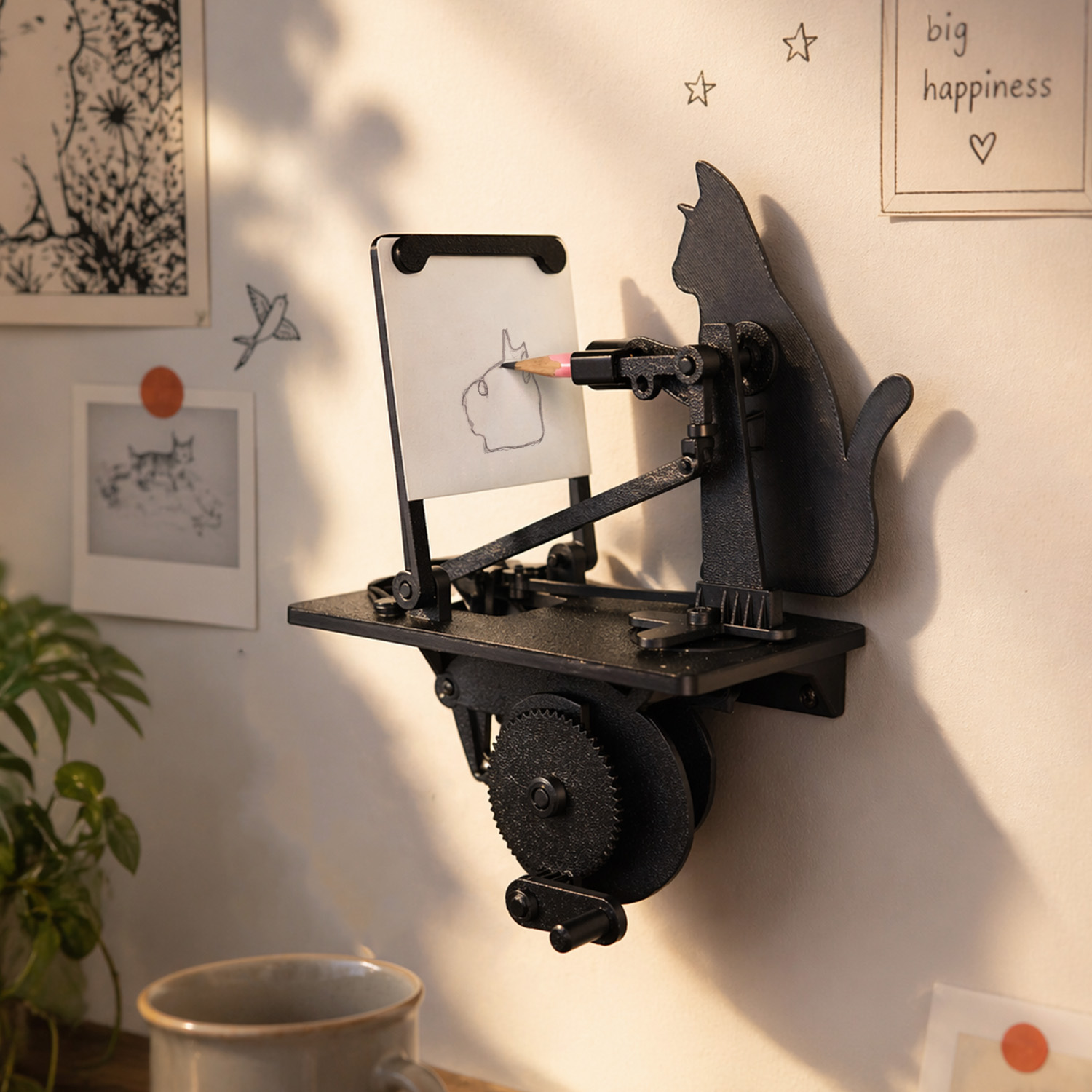 Automatic Drawing Cats Device Hand-Cranked Drawing Machine