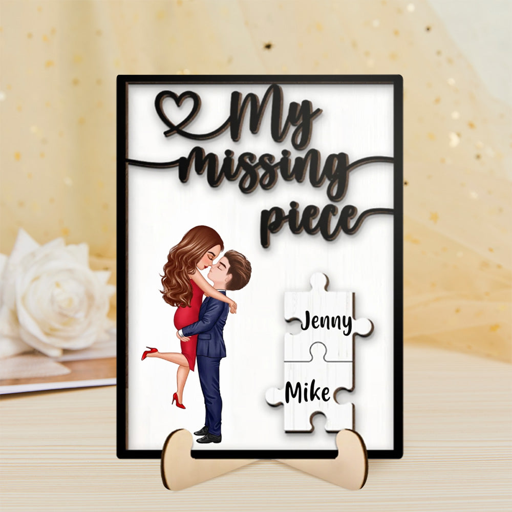 My Missing Piece Valentine's Day Gifts for Her/Him Personalised Wooden Plaque - soufeeluk