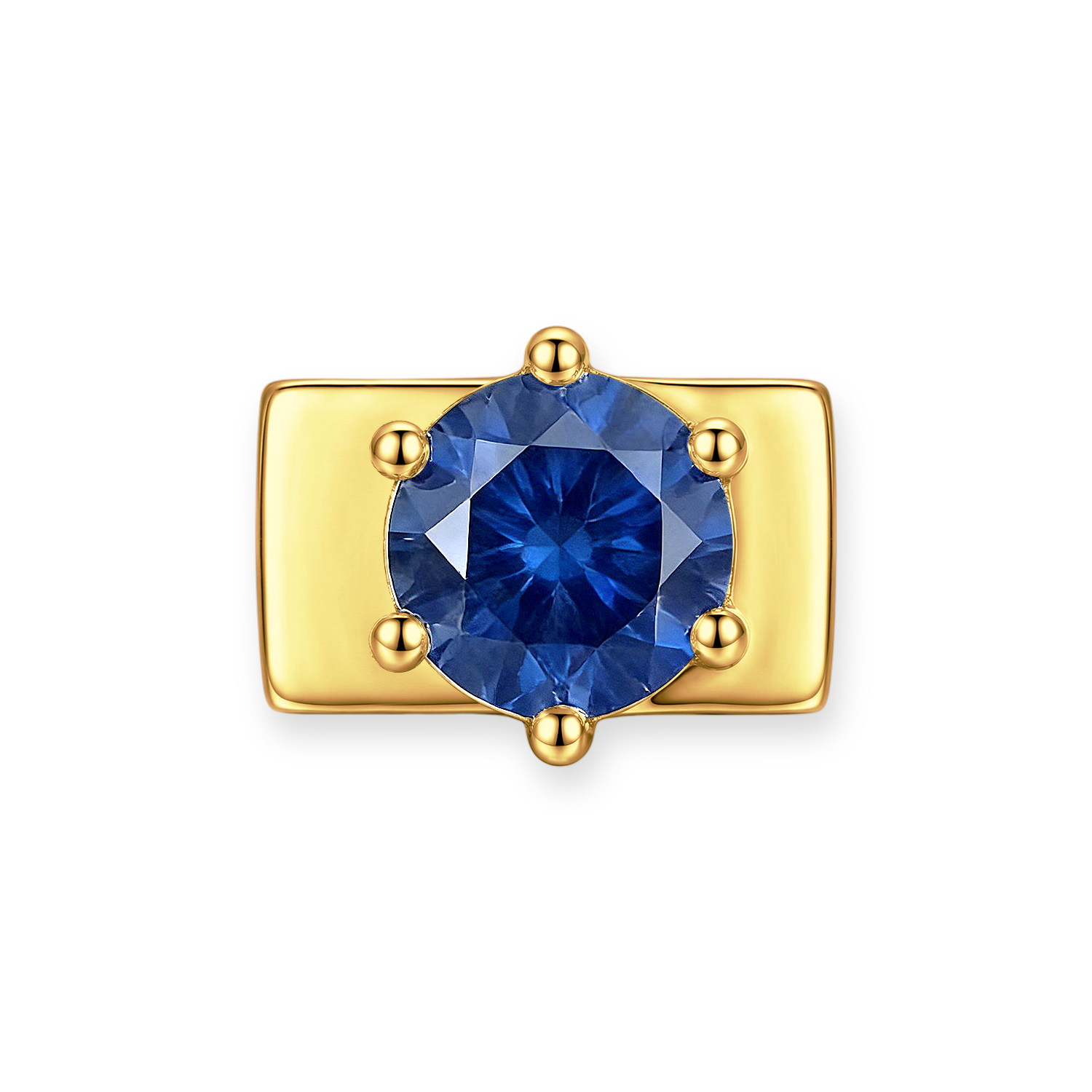 Dark Blue Round Diamond Charm - Gold - soufeeluk
