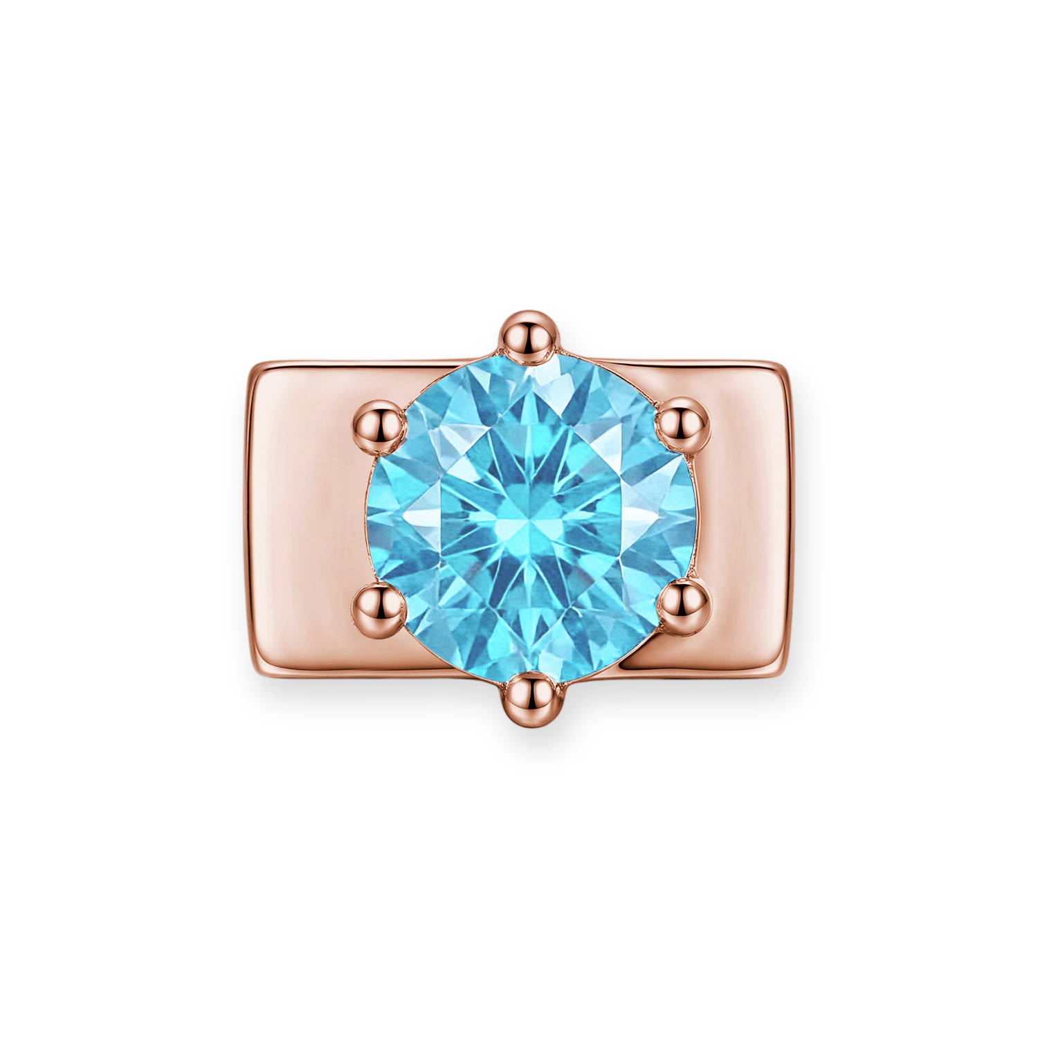 Sky Blue Round Diamond Charm - Rose Gold - soufeeluk
