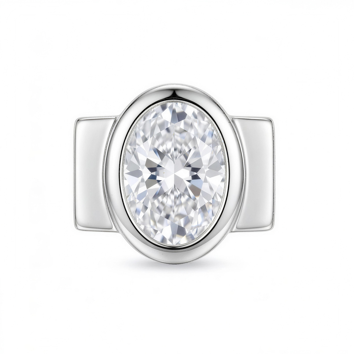 Large Oval Diamond Charm - Silver - soufeeluk