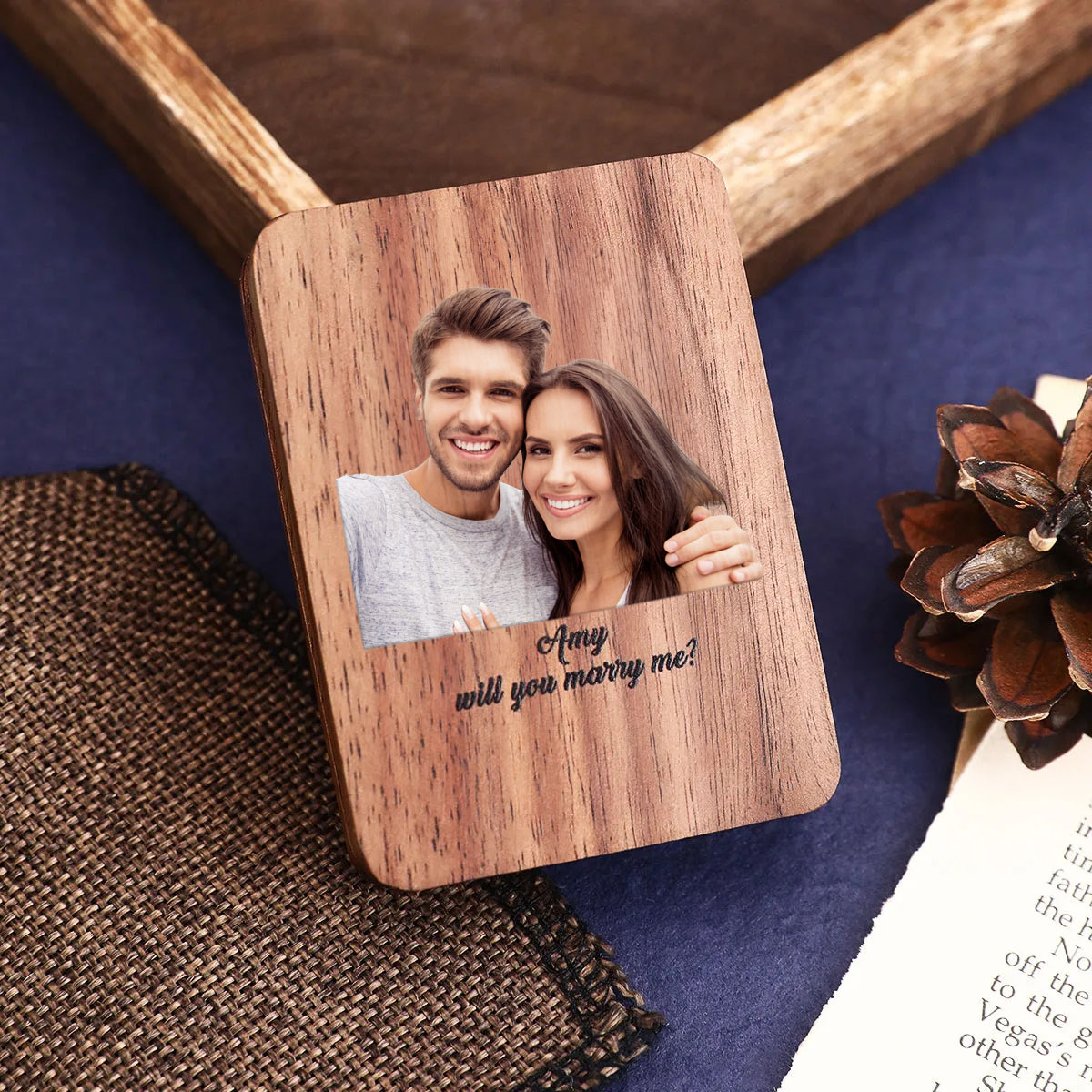 Personalisation Jewellery Box Slim Engagement Ring Box Unique Ring Box Wooden Ring Box