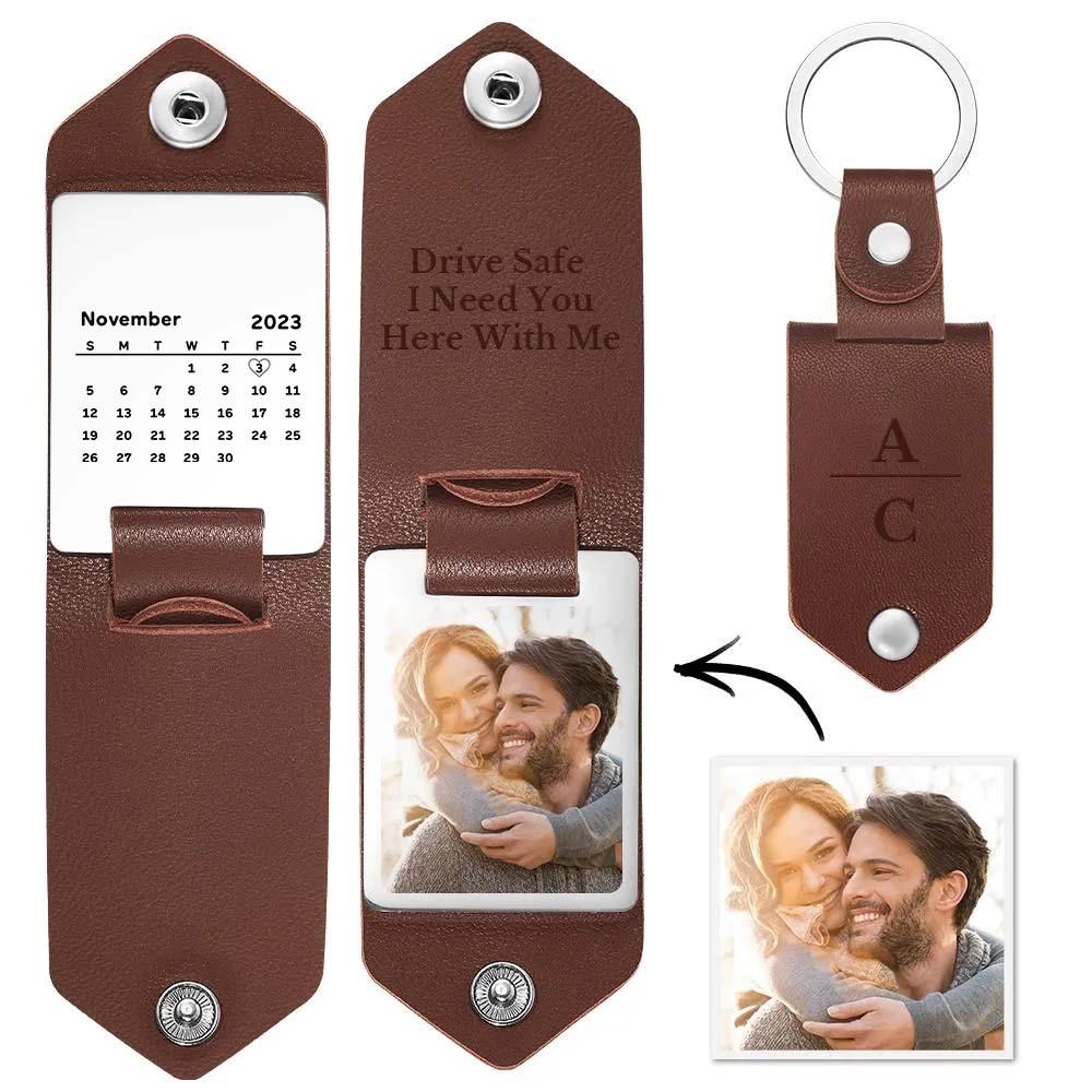 Unique Personalised Husband Boyfriend Anniversary Calendar Date Photo Drive Safe Keychain Engagement Date Calendar Gift