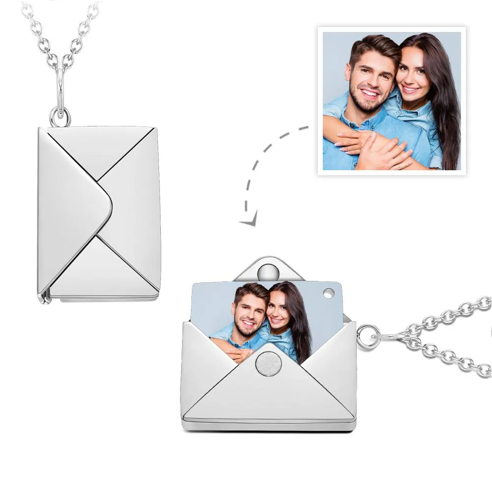 Custom Photo Necklace Envelope Letter Secret Photo Creative Gifts