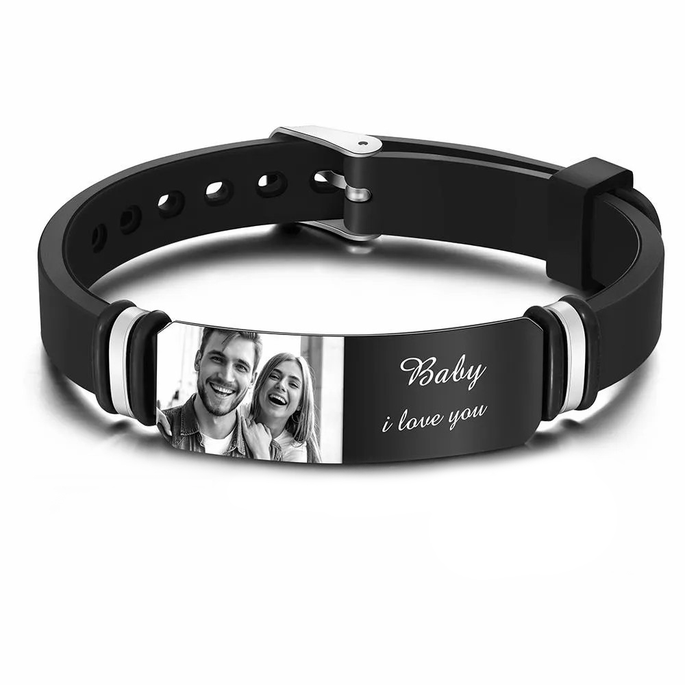 Custom Photo Engraved Bracelet Commemorate Men's Gifts