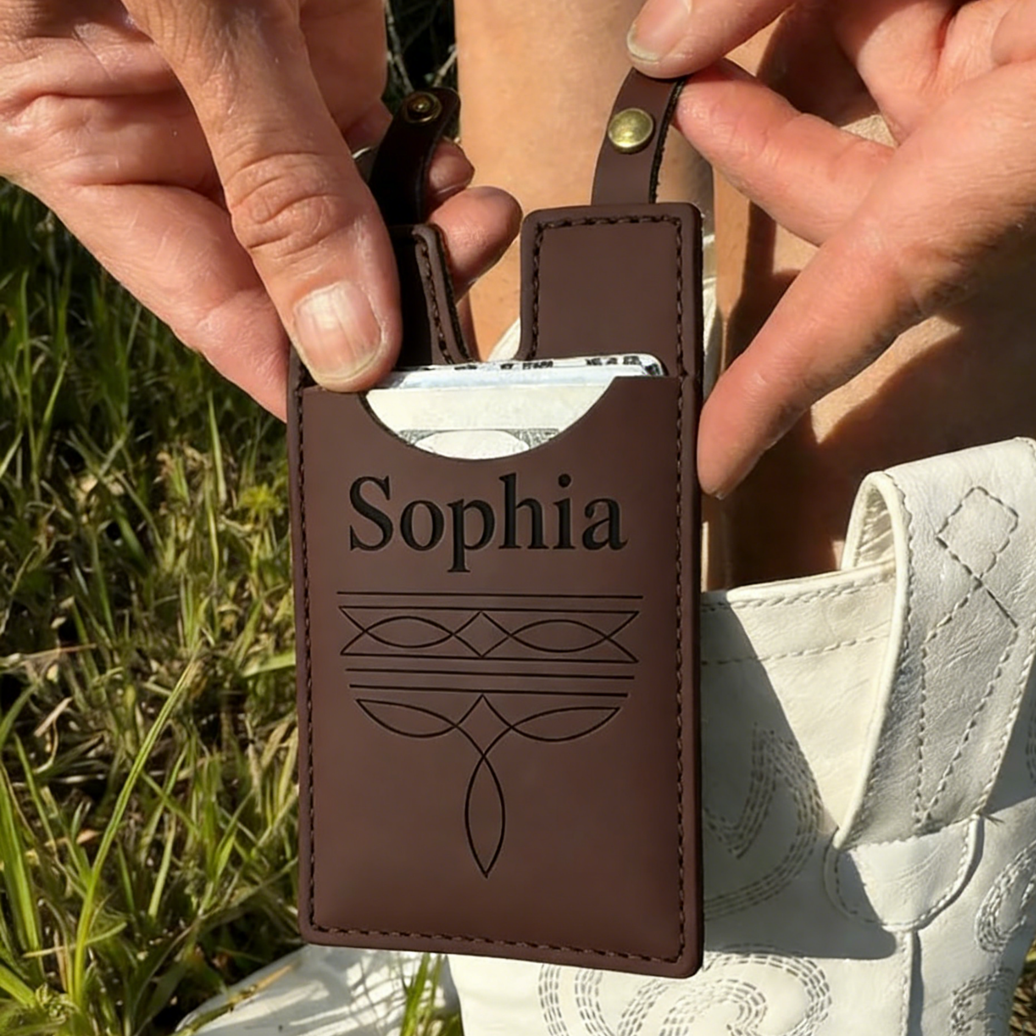 Custom Engraved Leather Boot Wallet – Snap Strap Western Boot Wallet, Hands-Free Rodeo & Concert Boot Strap Wallet