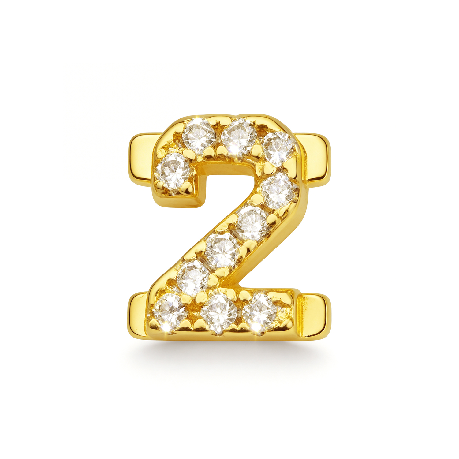 Number With Diamond 2 Charm - Gold - soufeeluk