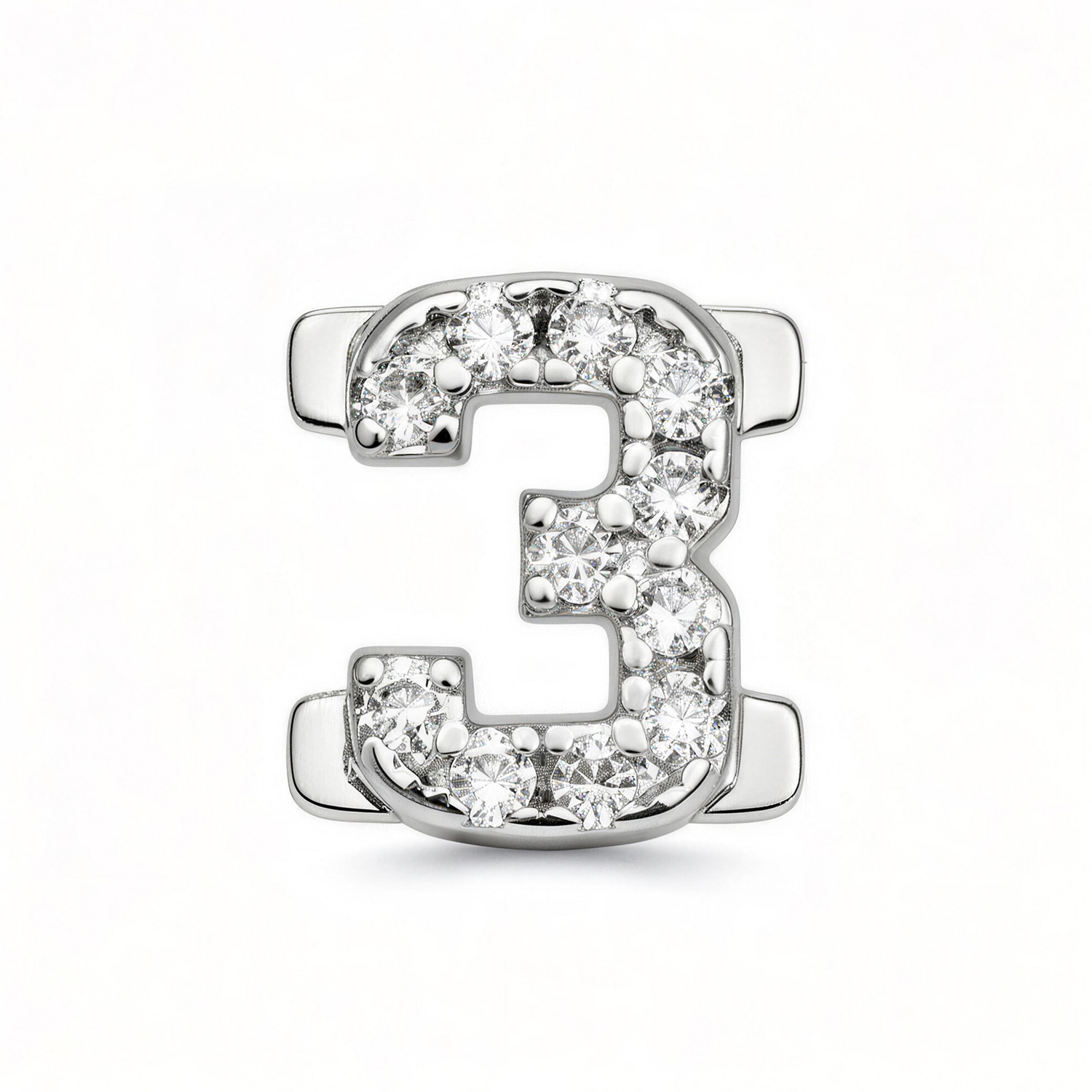 Number With Diamond 3 Charm - Silver - soufeeluk
