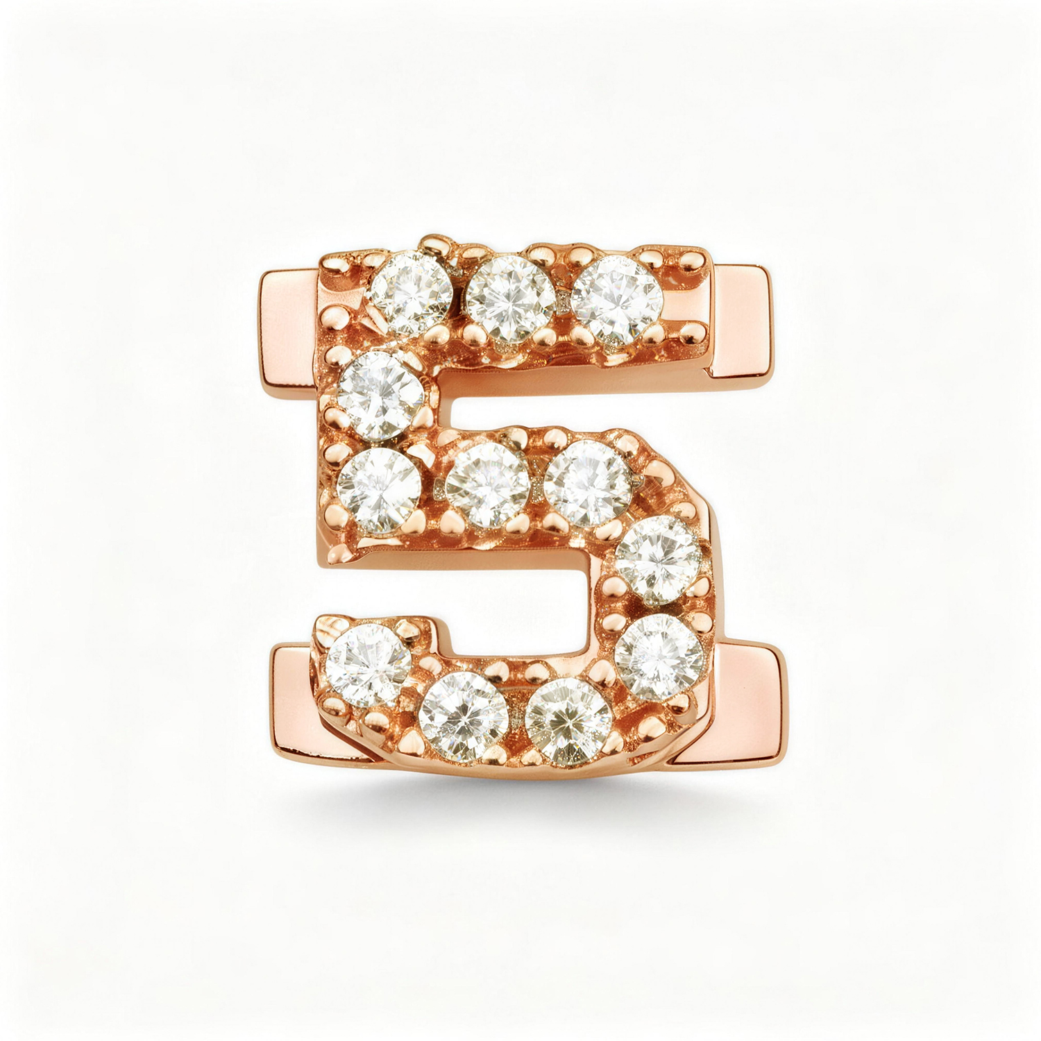 Number With Diamond 5 Charm - Rose Gold - soufeeluk