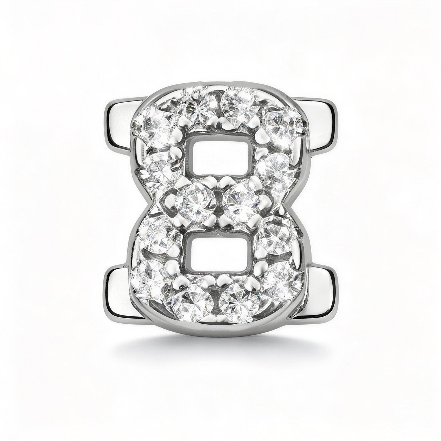 Number With Diamond 8 Charm - Silver - soufeeluk