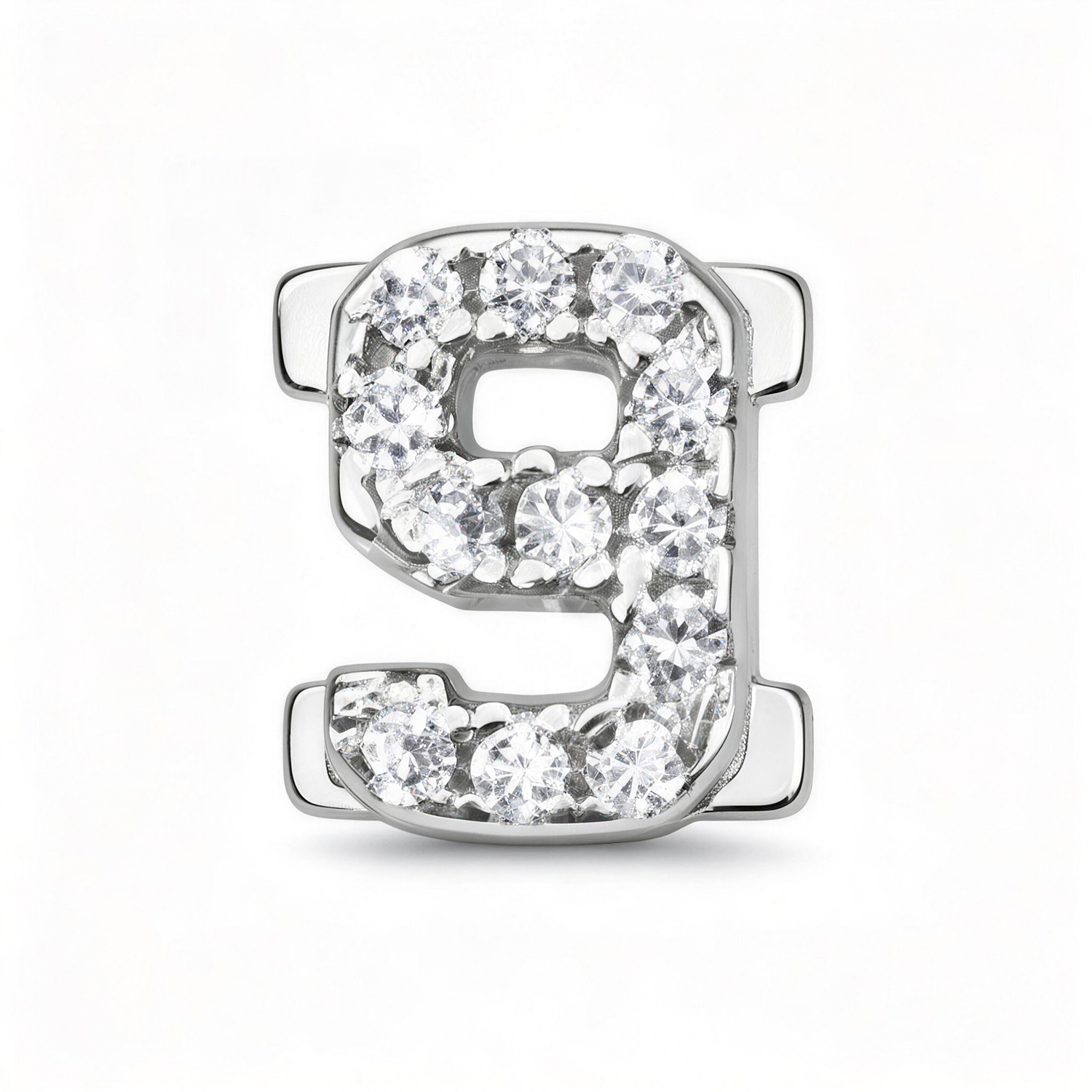 Number With Diamond 9 Charm - Silver - soufeeluk