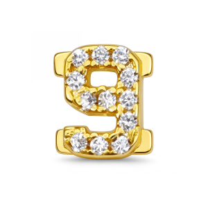Number With Diamond 9 Charm - Gold