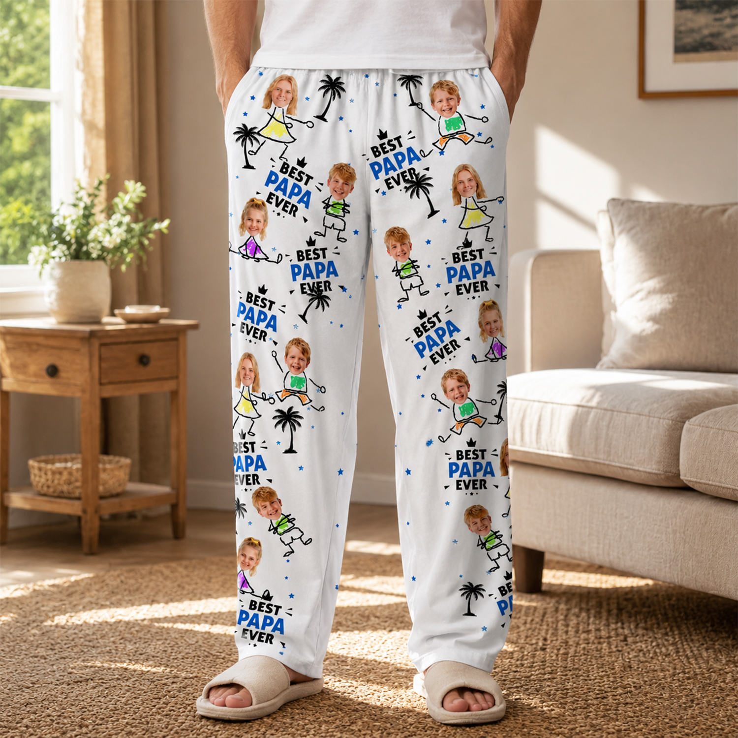 Personalized Photo Lounge Pants for Dad – Best Dad Ever Father's Day Gift for Husband, Grandpa & Dad - soufeeluk