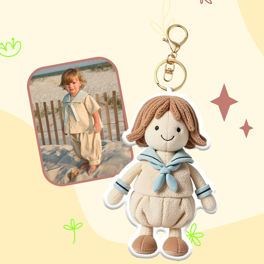 Personalized Photo Plush Doll Keychain Mini Me Plush Keychain Gifts for Kids - soufeeluk