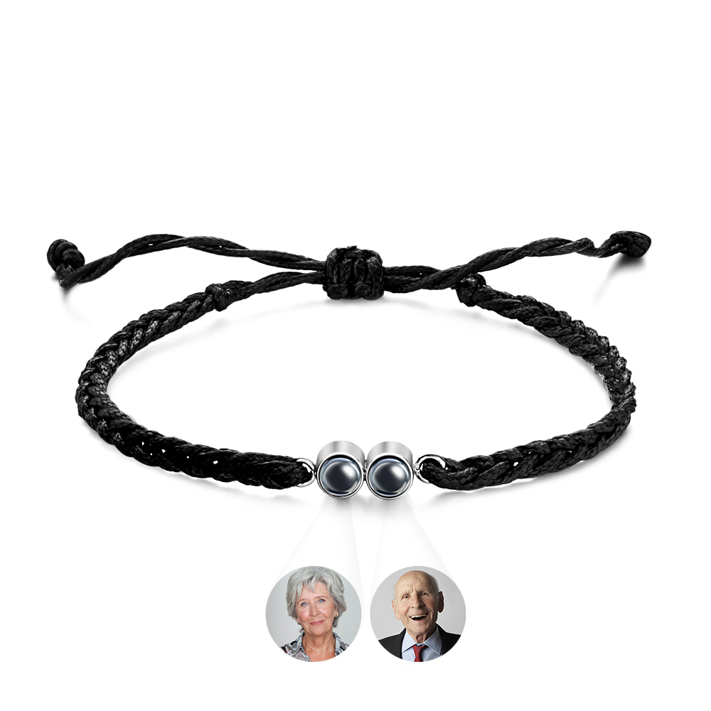Personalized 2 Photos Projected Bracelet Multicolor Braided Rope Customized Bracelet Simple Memorial Gifts for Parents