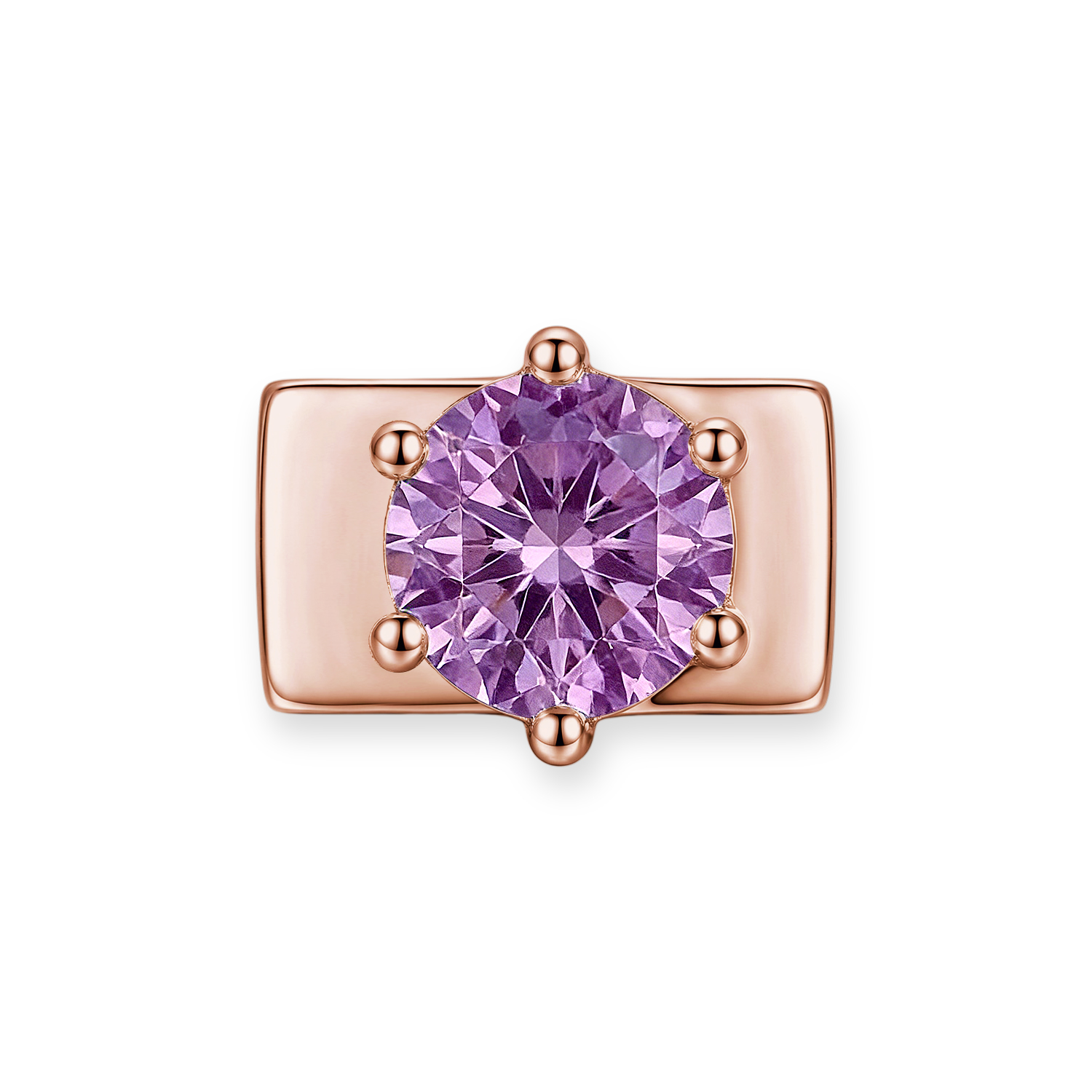 Purple Round Diamond Charm - Rose Gold - soufeeluk