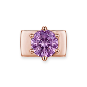Purple Round Diamond Charm - Rose Gold