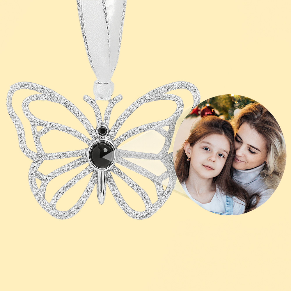 Personalized Butterfly Photo Ornament Projection Gem Ornament Christmas Tree Ornament Christmas Gifts - soufeeluk