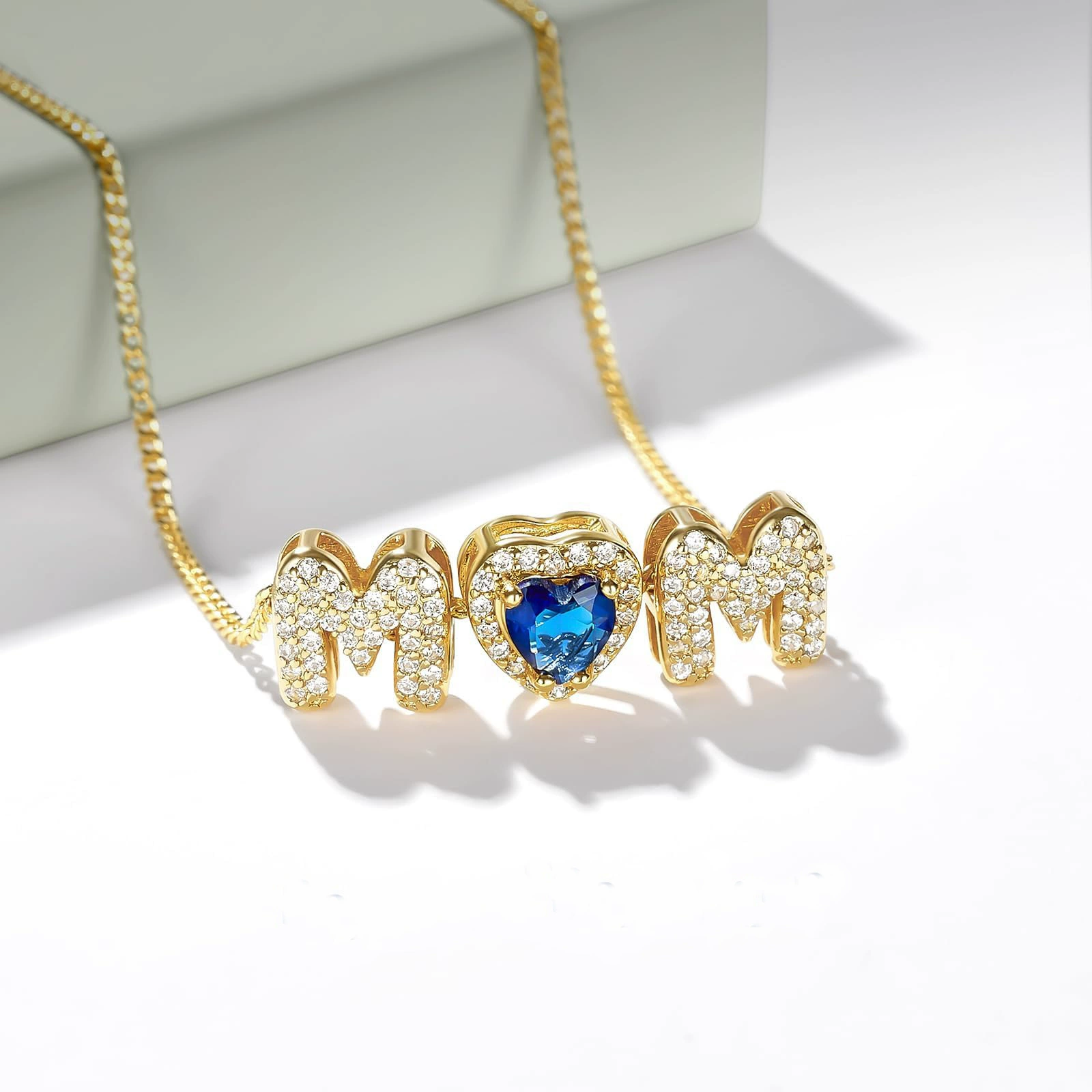 Custom Heart-shaped Birthstone Pendant Necklace Personalized Jewelry for Mothers and Wives Mother's Day Gift