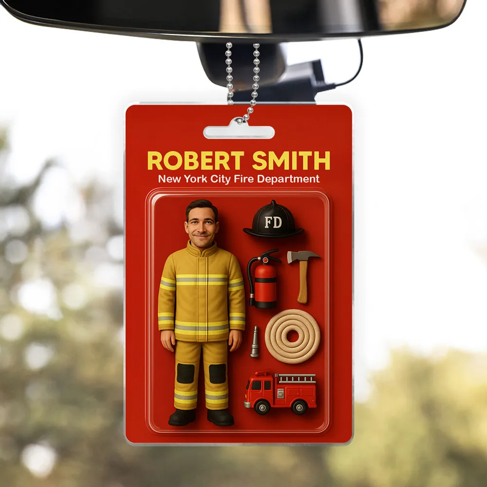 Custom 3D Effect Action Figure Pack Packaging Toy Box Style Art Gift Personalized Acrylic Car Hanger Gift for Dad - soufeeluk