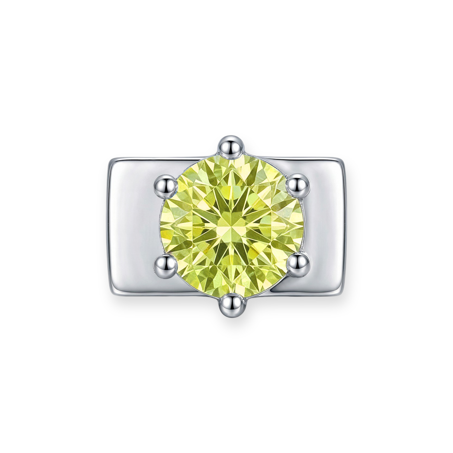 Yellow-Green Round Diamond Charm - Silver - soufeeluk
