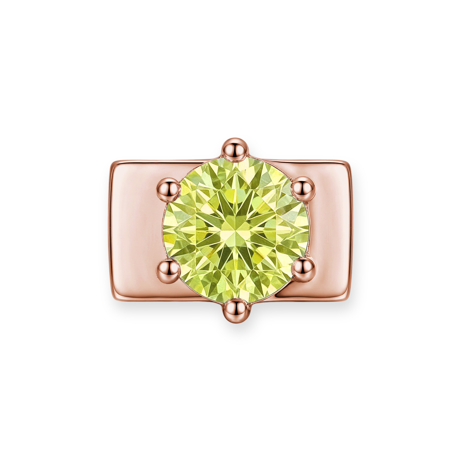 Yellow-Green Round Diamond Charm - Rose Gold - soufeeluk