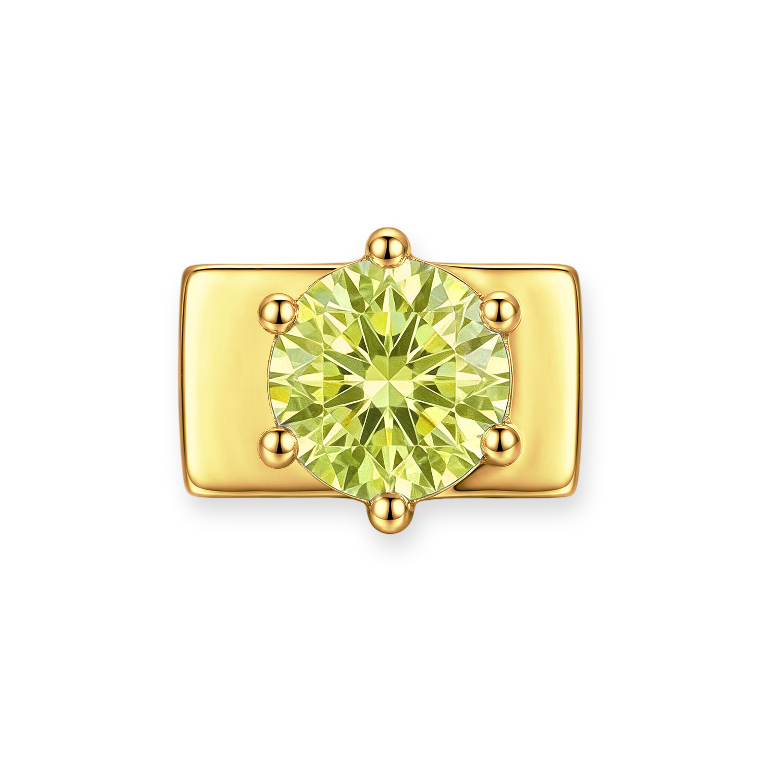 Yellow-Green Round Diamond Charm - Gold - soufeeluk