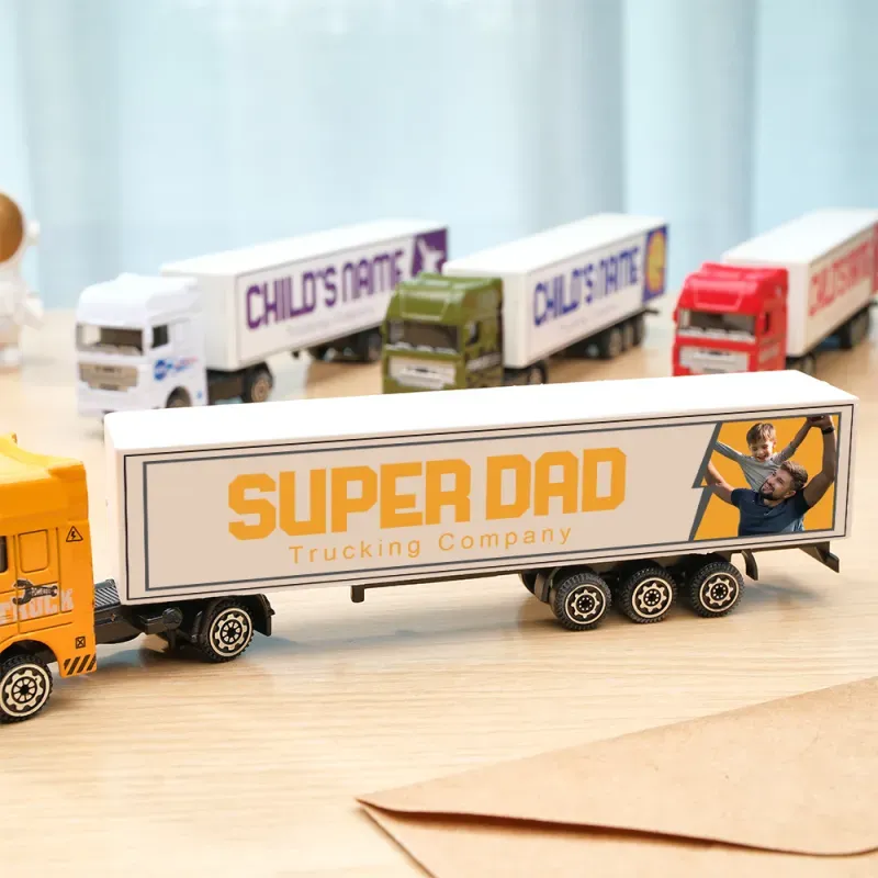 Personalized Kids Toy Truck, Customized Model Toy Truck Carrier Truck Car Construction Vehicles Toys With Your Child's Name, Father's Day Gift - soufeeluk