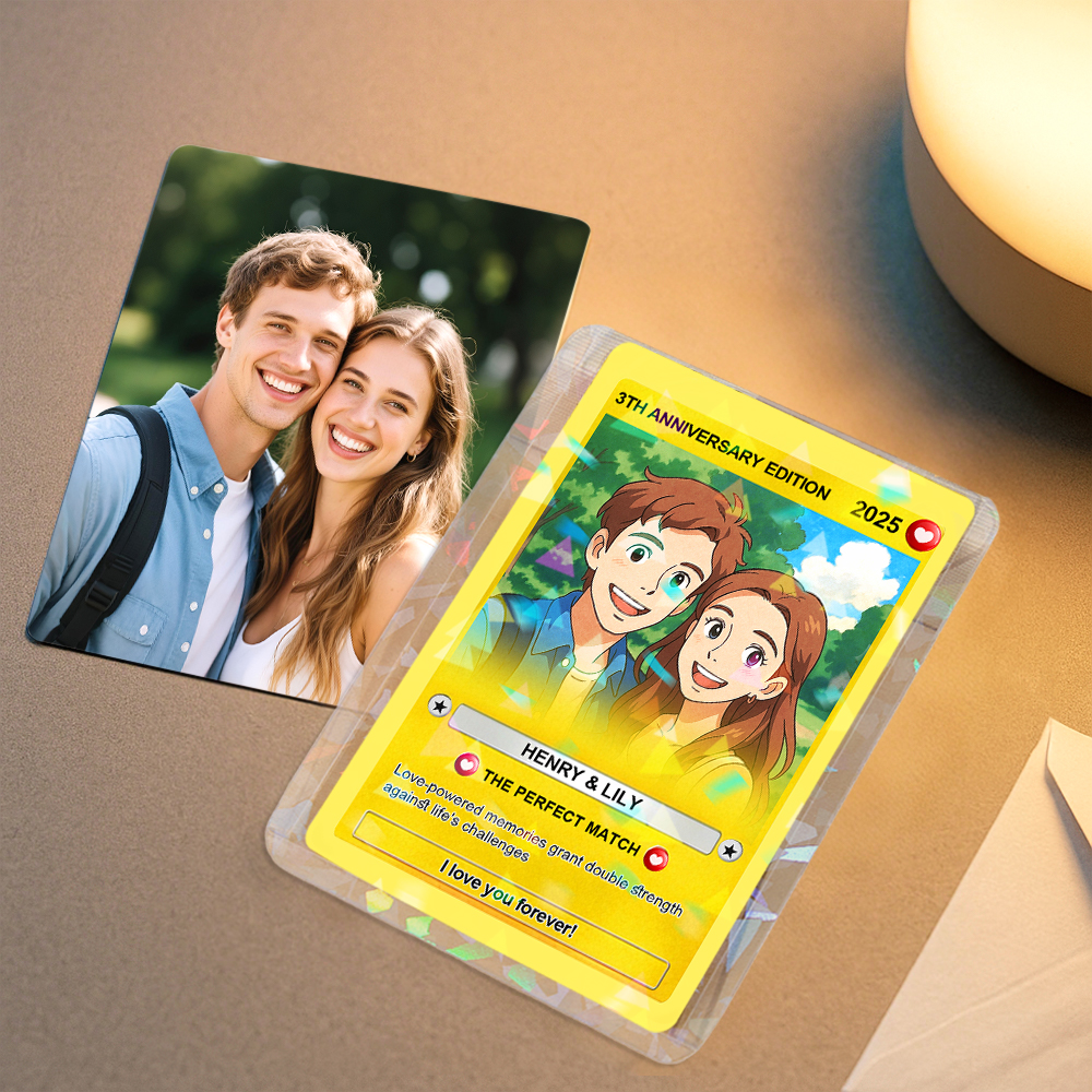 Personalized Anniversary Anime Card Custom Photo Anime Card Gamer Gifts for Husband - soufeeluk