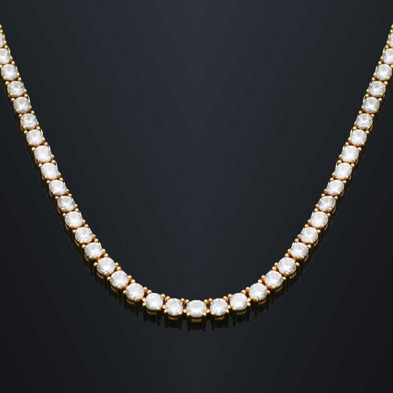 Spring Clasp Gold Tennis Necklace Fashion Hip Hop Style - soufeeluk