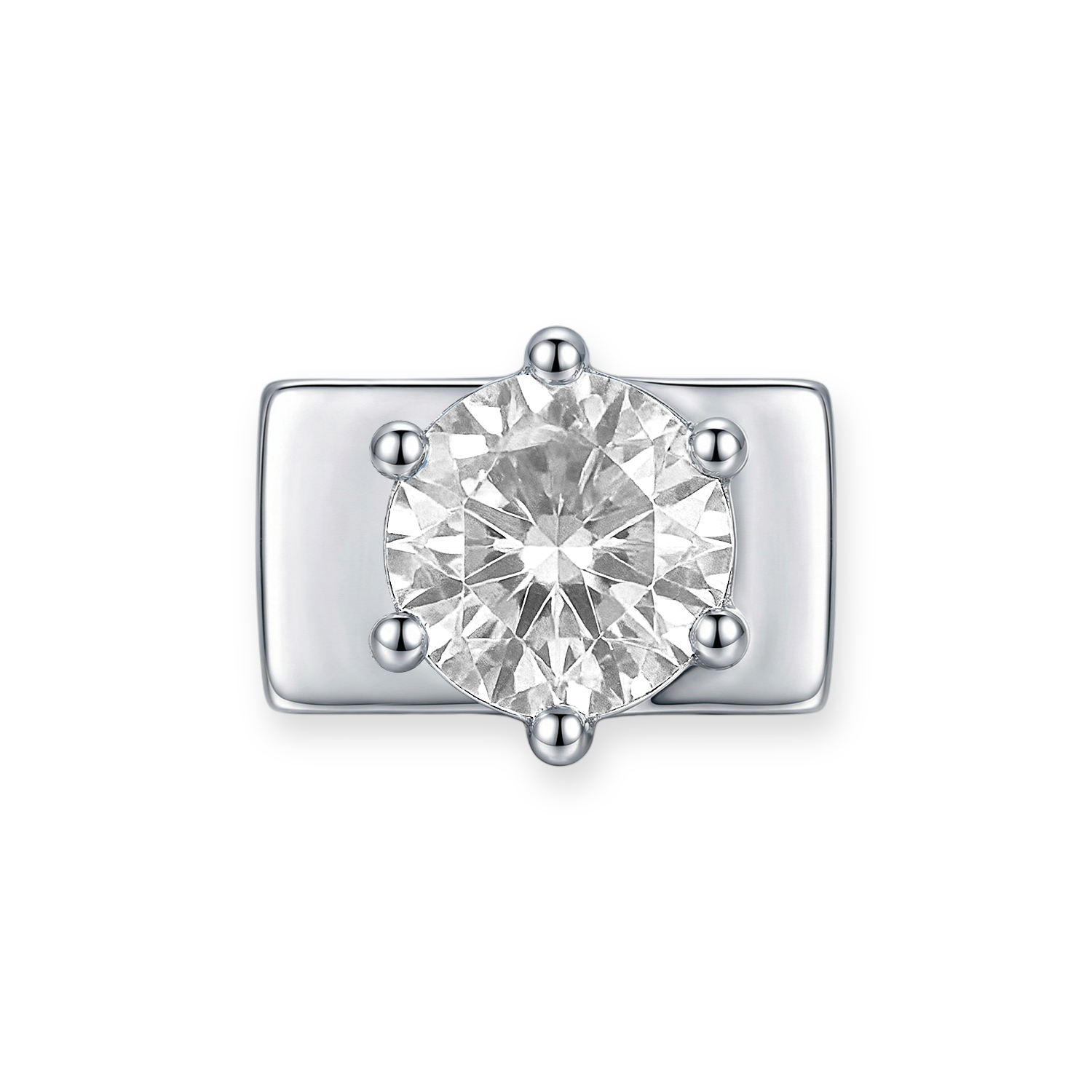 Transparent White Round Diamond Charm - Silver - soufeeluk