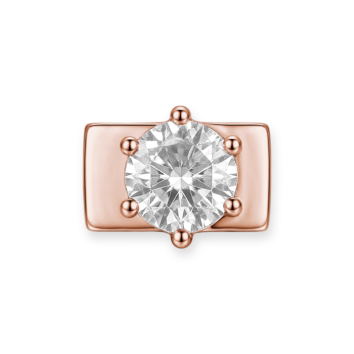 Transparent White Round Diamond Charm - Rose Gold - soufeeluk