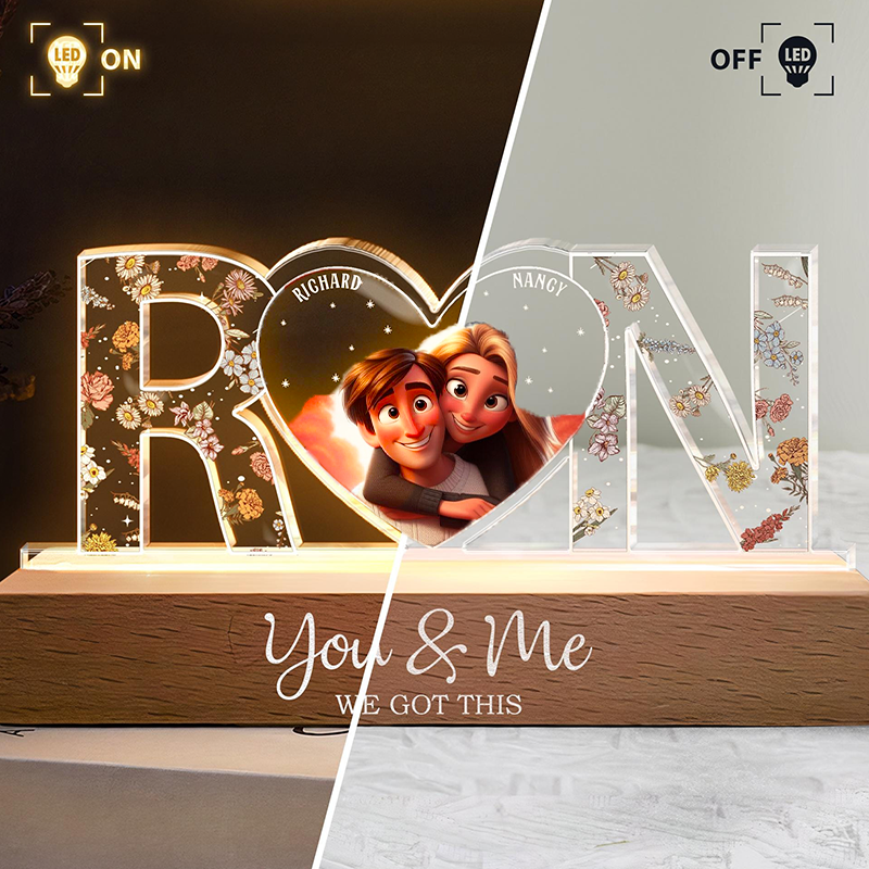 Couples personalized flower night light - soufeeluk