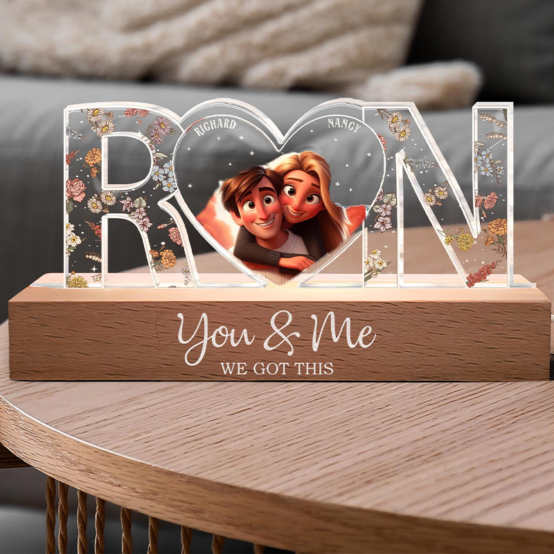 Couples personalized flower night light - soufeeluk