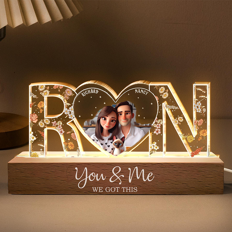 Couples personalized flower night light - soufeeluk