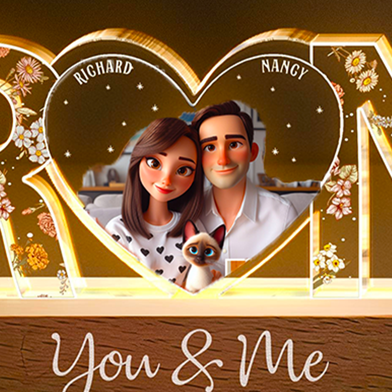 Couples personalized flower night light - soufeeluk