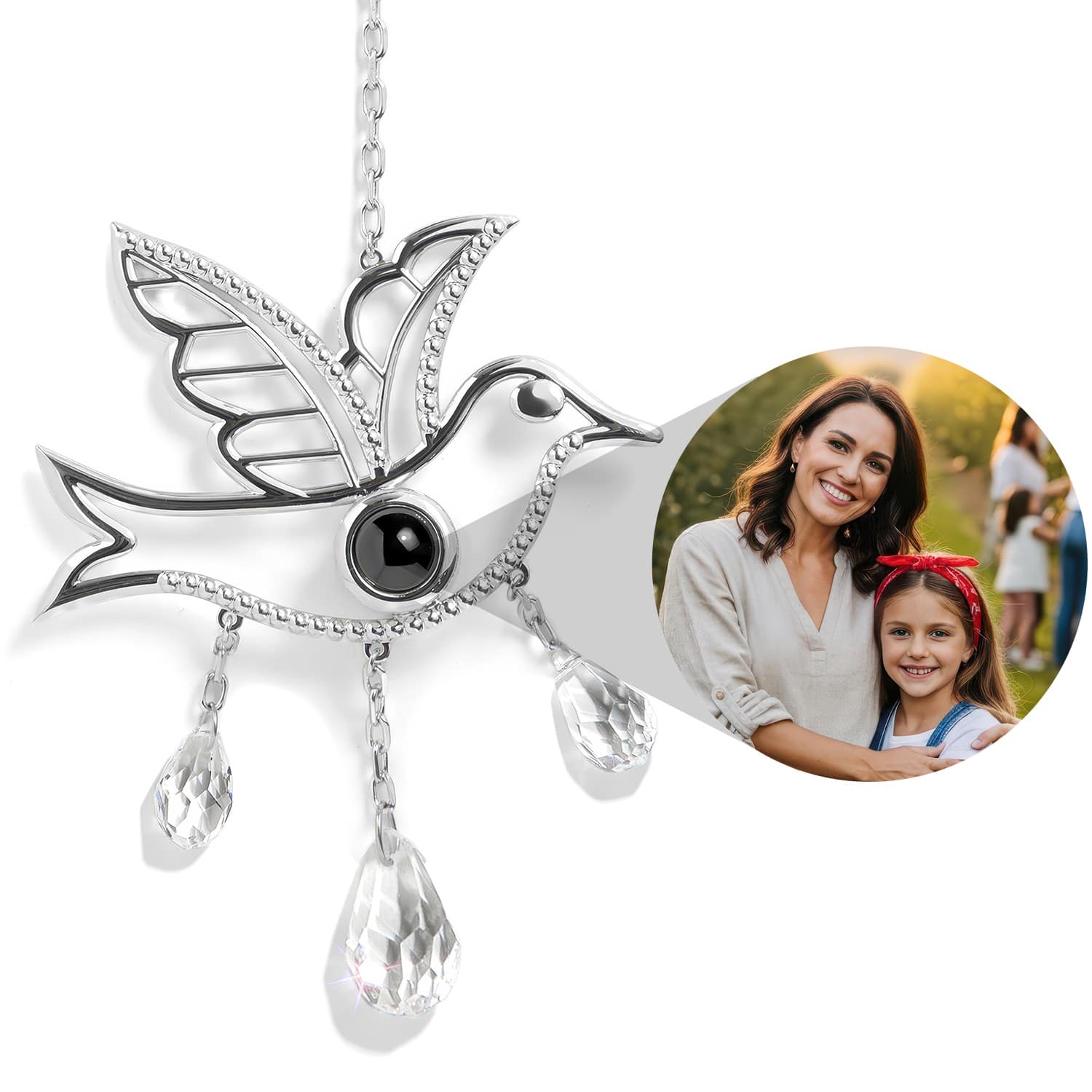 Personalized Cardinal Photo Sun Catcher Projection Car Ornaments Memorial Gift - soufeeluk